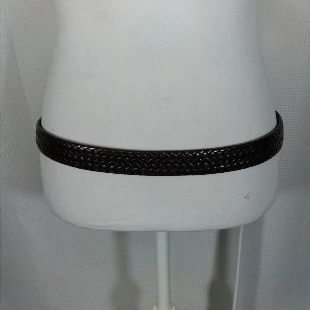 PERRY ELLIS PORTFOLIO! ESPRESSO BROWN GENUINE LEATHER BRAIDED BELT, ARGENTINA!